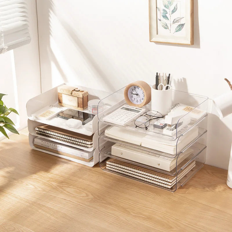 Apex Stackable Transparent PET Desk Organizer – File & Stationery Storage