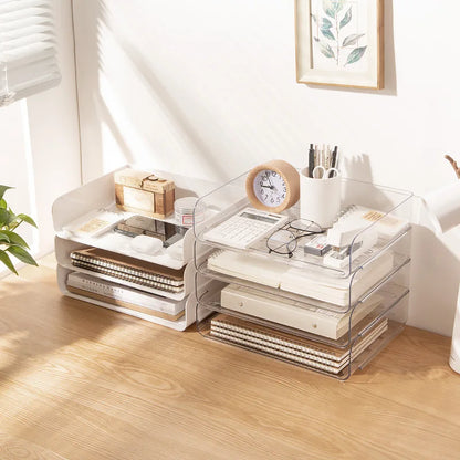 Apex Stackable Transparent PET Desk Organizer – File & Stationery Storage