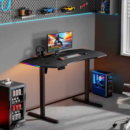 Apex Premium Electric Height-Adjustable Gaming Desk with Carbon Fiber Desktop and RGB LED