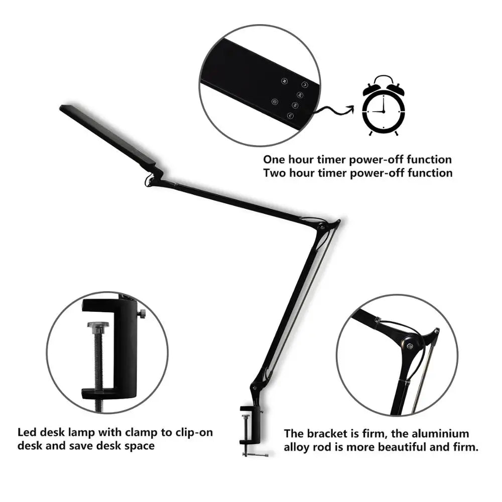 Apex Adjustable Aluminum LED Desk Lamp – Stepless Dimming Task Light