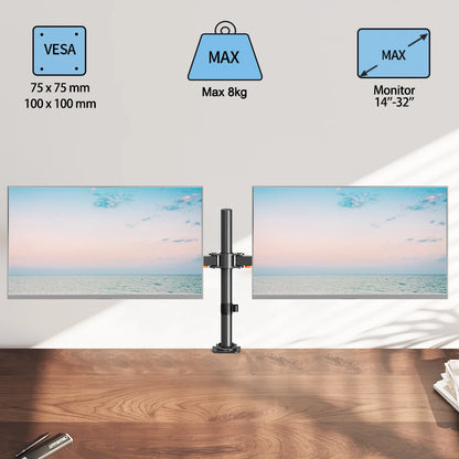 Apex Articulating Dual Monitor Desk Arm for 14–32" Screens