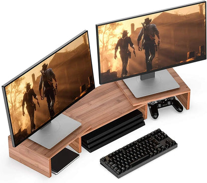 Apex Foldable Bamboo Monitor Stand Riser with Extendable Design