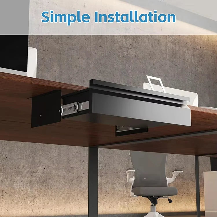 Apex Metal Under Desk Sliding Drawer – 18" Carbon Steel Storage Unit