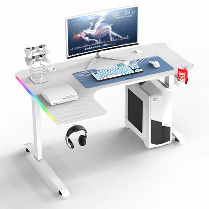 Apex Premium L-Shaped Gaming Desk with RGB LED Lighting and Wireless Charging