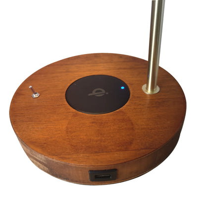Apex Modern Wooden G9 Desk Lamp with Fabric Cone Shade