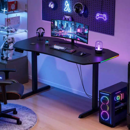 Apex Premium Electric Height-Adjustable Gaming Desk with Carbon Fiber Desktop and RGB LED