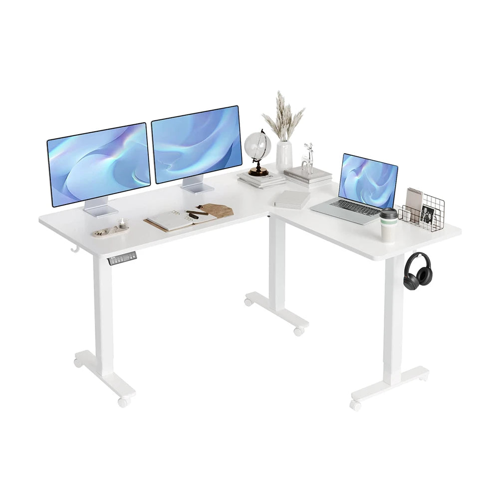 Apex Elite Tri-Motor L-Shaped Gaming Standing Desk—330LB Capacity