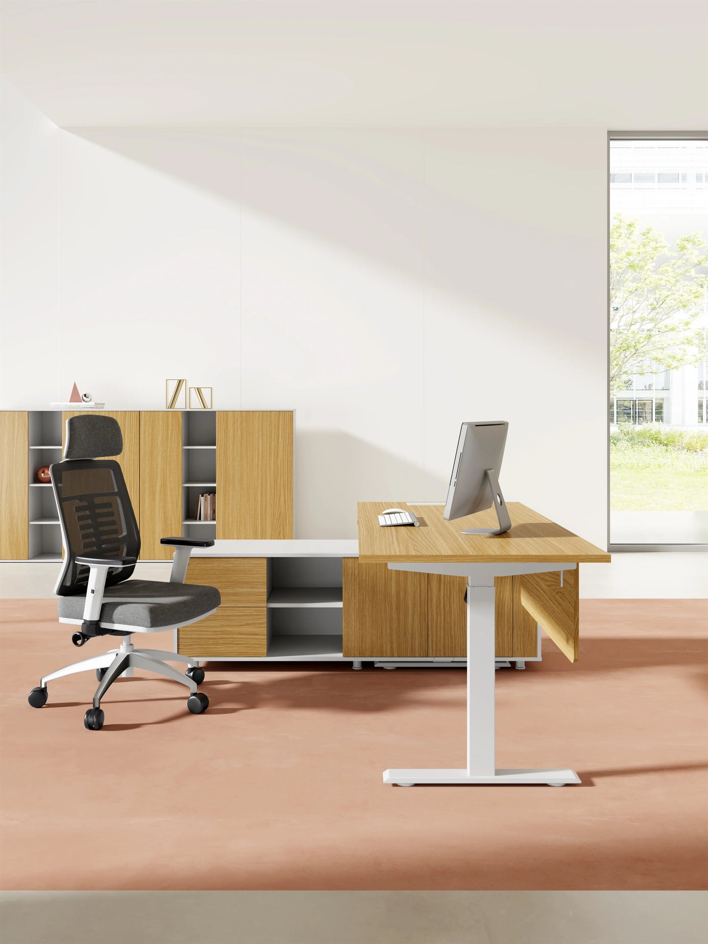 Apex Luxury Executive L-Shaped Standing Desk with Manager Storage