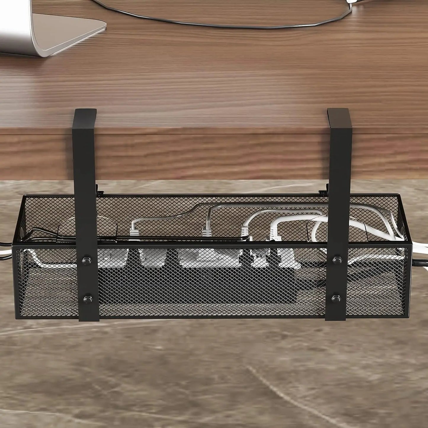 Under Desk Clamp Mount Wire Management Box – No-Drill Cable Organizer