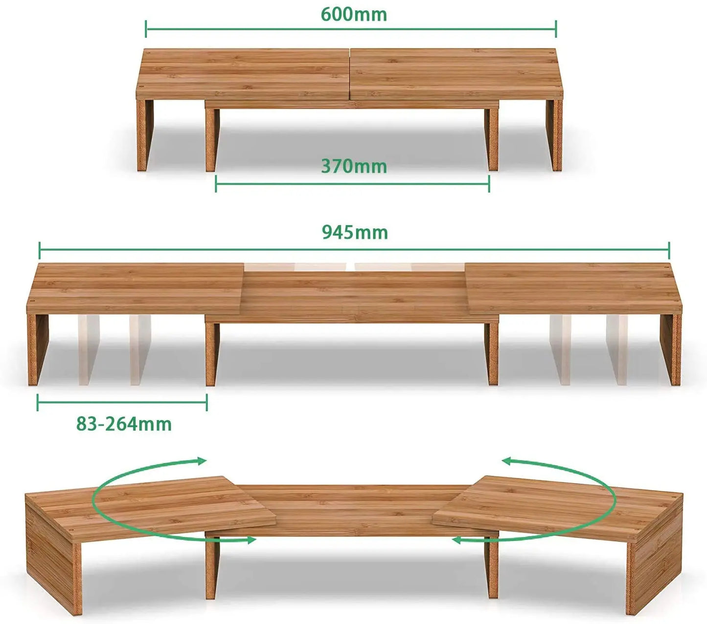 Apex Foldable Bamboo Monitor Stand Riser with Extendable Design
