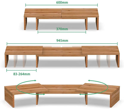 Apex Foldable Bamboo Monitor Stand Riser with Extendable Design