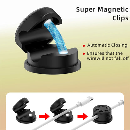Apex Magnetic Silicone Cable Clips with Adhesive Base – Multi-Purpose Organizer