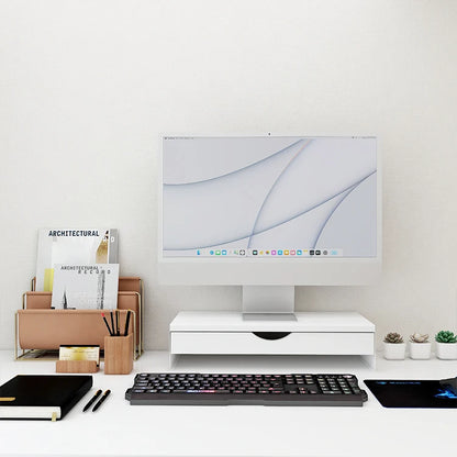 Apex Metal Monitor Stand with Storage Drawer – Desktop Organizer