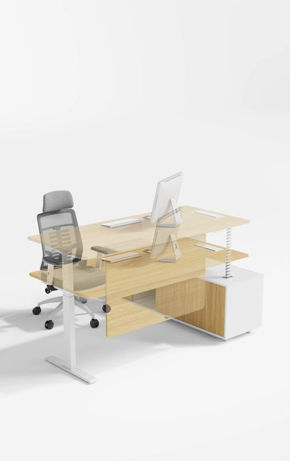 Apex Luxury Executive L-Shaped Standing Desk with Manager Storage