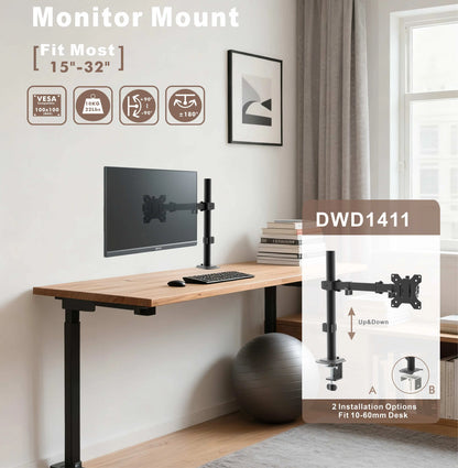 Apex Adjustable Desk Monitor Stand for 15–32" LCD Screens