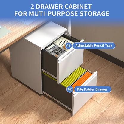 Apex Modern 2-Drawer Lockable Mobile Steel Filing Cabinet