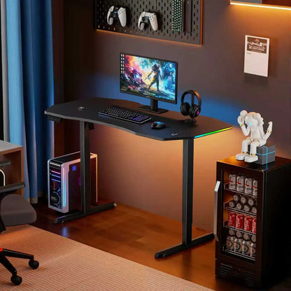 Apex Premium Electric Height-Adjustable Gaming Desk with Carbon Fiber Desktop and RGB LED