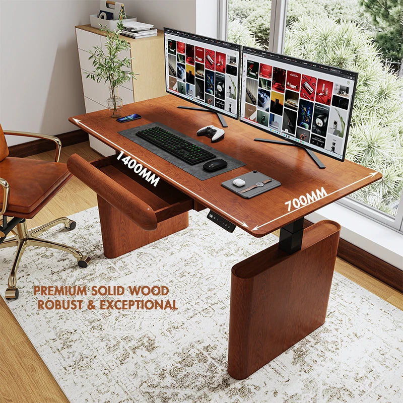 Apex Premium Solid Wood Standing Desk with Extendable Dual Motor Frame