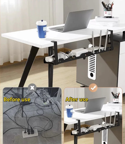 Apex Height Adjustable Under Desk Cable Management Rack – No-Drill Design