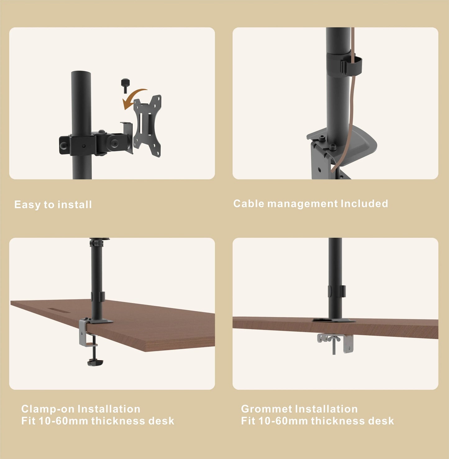 Apex Adjustable Desk Monitor Stand for 15–32" LCD Screens