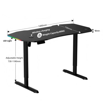 Apex Premium Electric Height-Adjustable Gaming Desk with Carbon Fiber Desktop and RGB LED