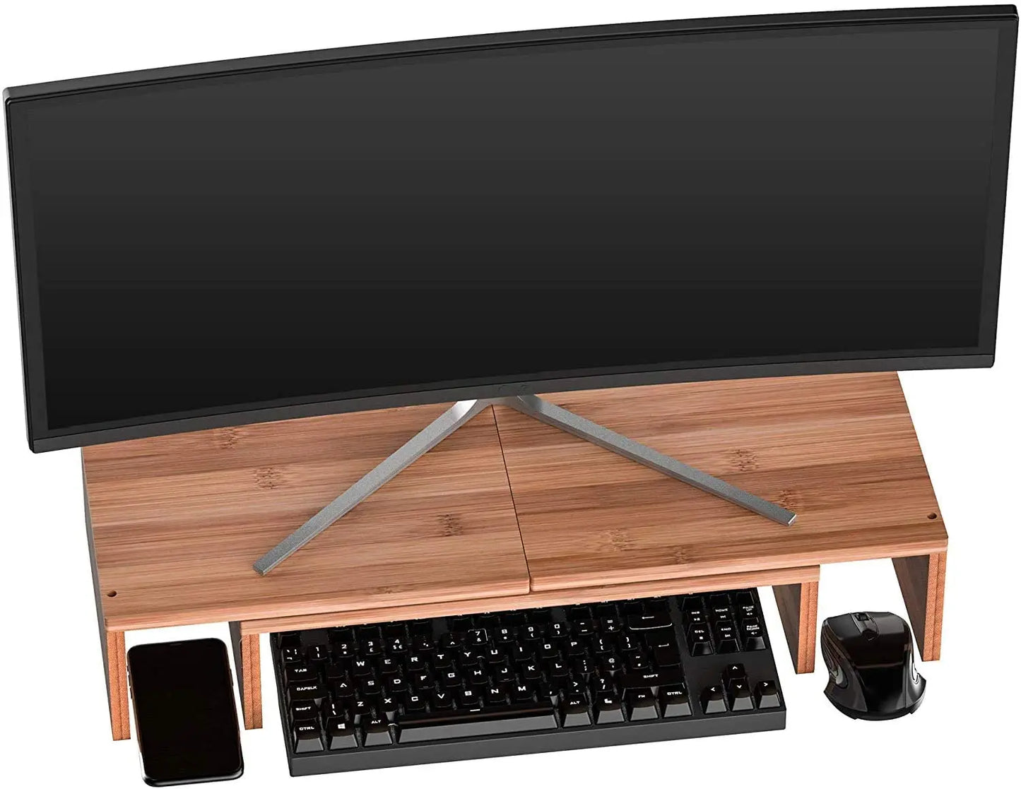 Apex Foldable Bamboo Monitor Stand Riser with Extendable Design