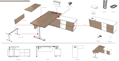 Apex Luxury Executive L-Shaped Standing Desk with Manager Storage
