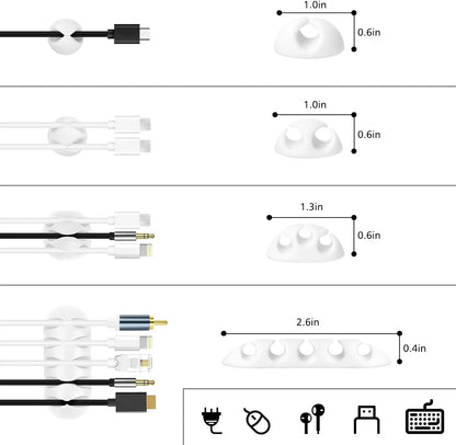 Apex Cable Management Organizer Kit – 10 Reusable Clips, 2 Rolls Velcro & 100 Zip Ties