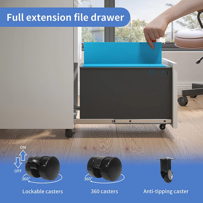 Apex Modern 2-Drawer Lockable Mobile Steel Filing Cabinet