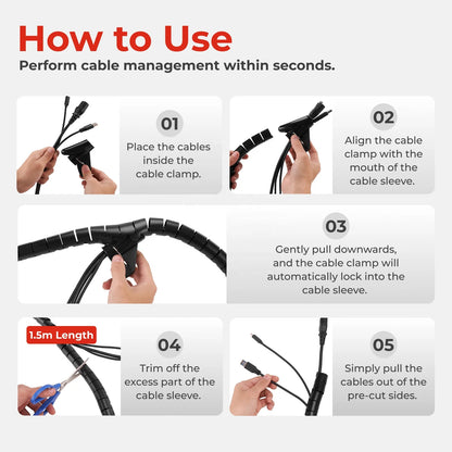Apex Coiled Cable Sleeve Organizer – Flexible & Expandable Wire Protector