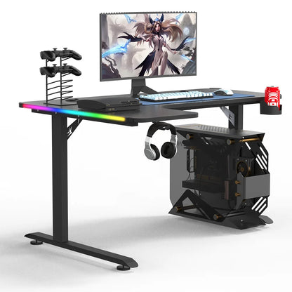 Apex Premium L-Shaped Gaming Desk with RGB LED Lighting and Wireless Charging