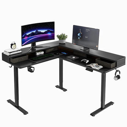 Apex Modular L-Shaped Standing Desk with Integrated File Drawers