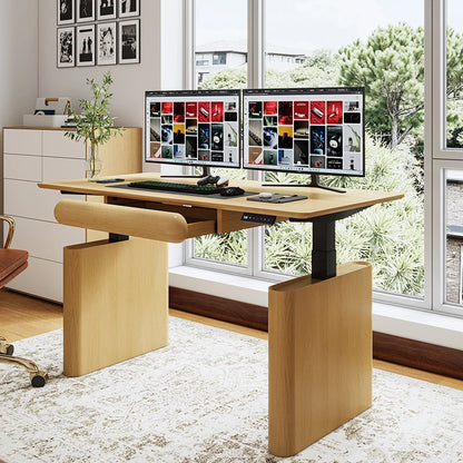 Apex Premium Solid Wood Standing Desk with Extendable Dual Motor Frame