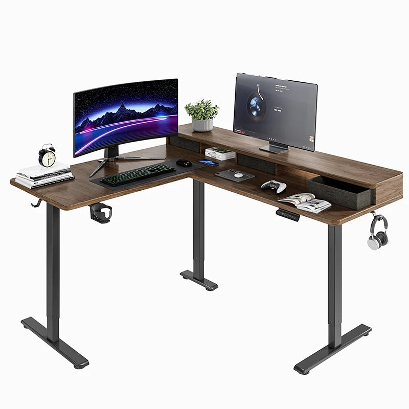 Apex Modular L-Shaped Standing Desk with Integrated File Drawers