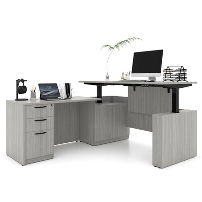 Apex Luxury Executive L-Shaped Standing Desk with 3-Drawer File Cabinet