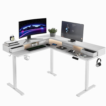 Apex Modular L-Shaped Standing Desk with Integrated File Drawers