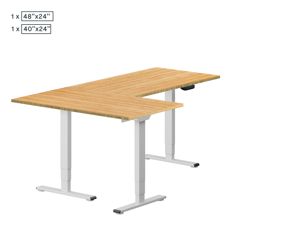 L-Shaped Standing Desk — Bamboo (E7L-Lite)